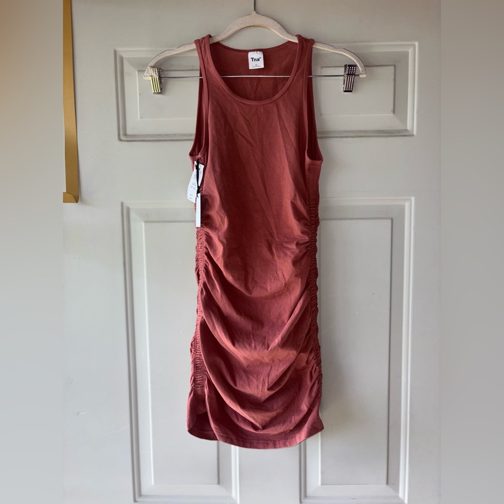 TNA Ruched Tank Dress in Dusty Rose